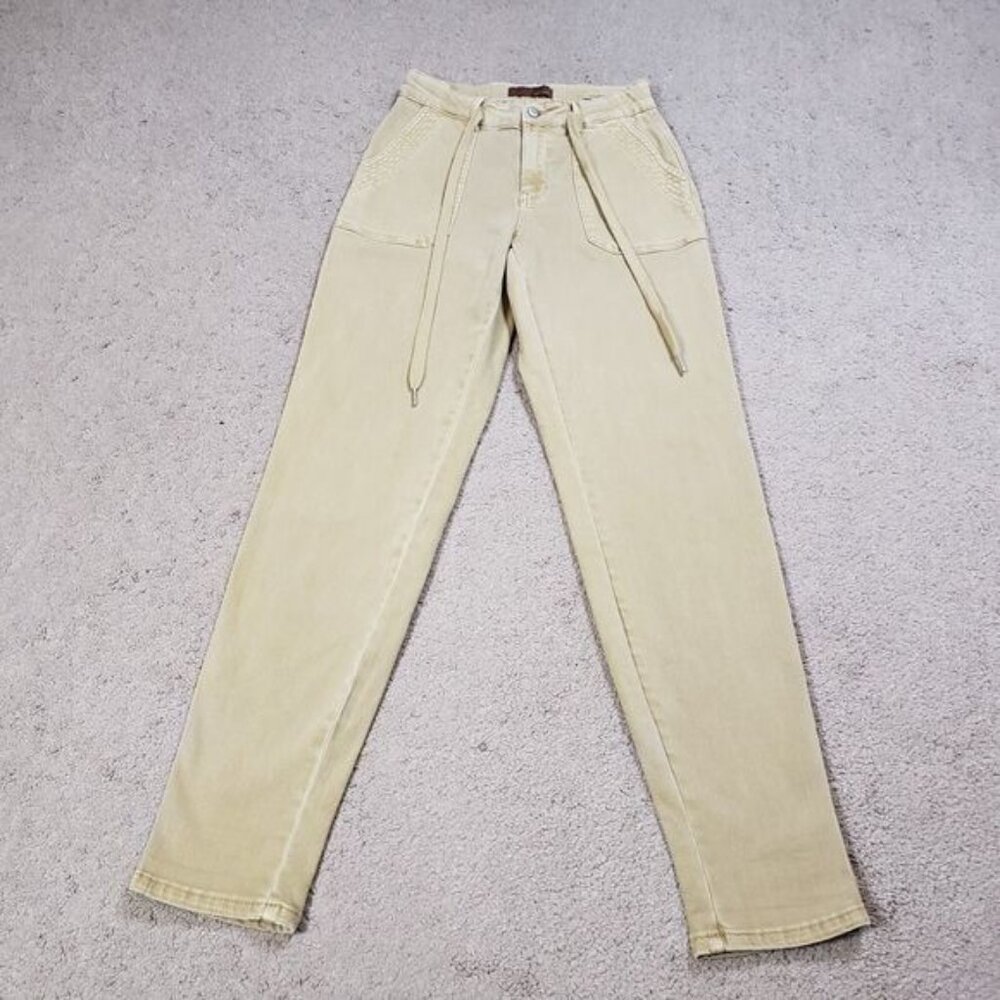 Judy Blue Jeans Womens 3/26 (26x32) Jogger Stretch Garment Dyed Drawstring Khaki